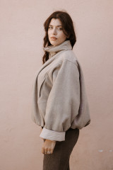 8PM - Bomber reversibile bicolor in tessuto misto lana da un lato e nylon dall'altra