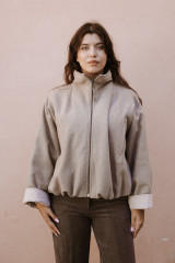 8PM - Bomber reversibile bicolor in tessuto misto lana da un lato e nylon dall'altra