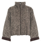 8PM - Bomber reversibile bicolor in tessuto misto lana maculato da un lato e nylon dall'altra marrone