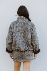 8PM - Bomber reversibile bicolor in tessuto misto lana maculato da un lato e nylon dall'altra marrone