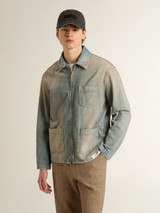 Golden Goose - Giacca in denim da uomo effetto distressed con zip