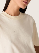 Golden Goose - T-shirt Unisex Star in cotone bianco con cristalli dégradé all-over e stampa sul retro