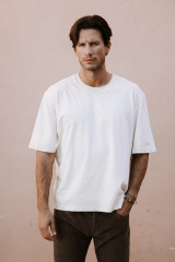 Golden Goose - T-shirt Unisex Star in cotone bianco vintage con stampa nera sul retro
