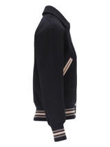 Golden Goose - Giacca bomber da donna in lana blu scuro con dettagli beige