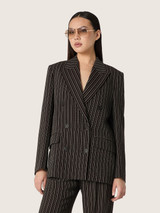 Golden Goose - Blazer doppiopetto da donna in lana gessata marrone