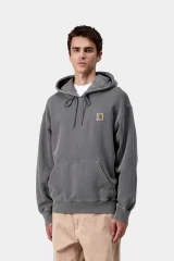 Carhartt - Felpa Vista Sweatshirt in pesante jersey di cotone con cappuccio Black Garment dyed