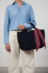 Marrea - Borsa tessuta a mano in neoprene Media Blu Almost Midnight