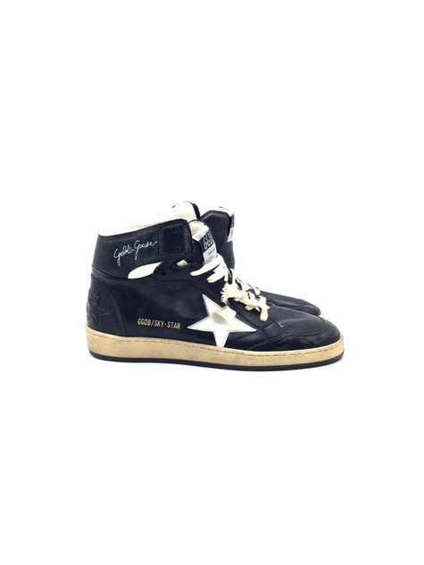 Golden Goose - Sky-Star uomo in pelle nera con stella bianca