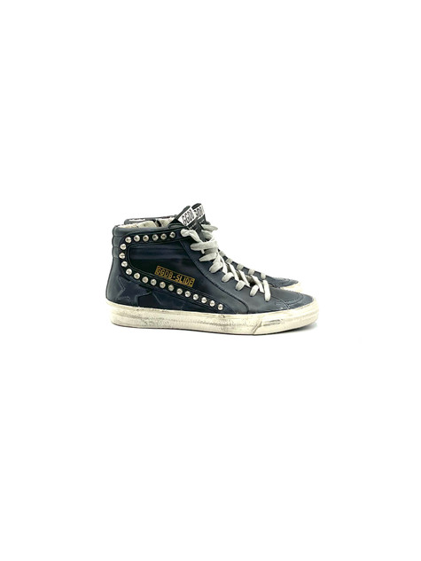 Golden Goose - Slide donna in pelle nera e borchie argento