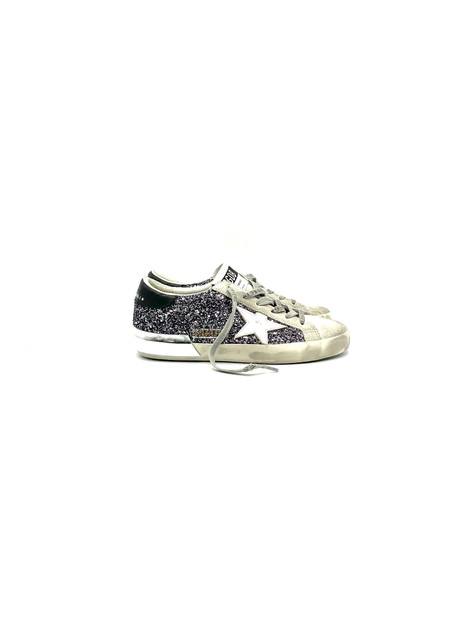 Golden Goose - Super-Star donna in glitter antracite con stella bianca