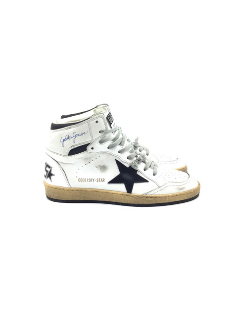 Golden Goose - Sky-Star uomo in pelle bianca con stella nera