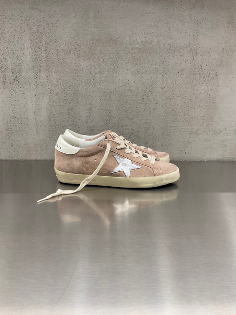 Golden Goose - Super-Star donna in suede rosa con stella argento