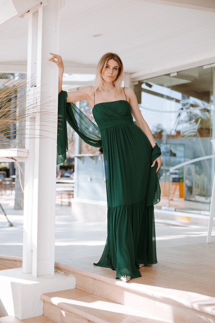 Max Mara Studio - Abito Pioppo drappeggiato in georgette di seta verde