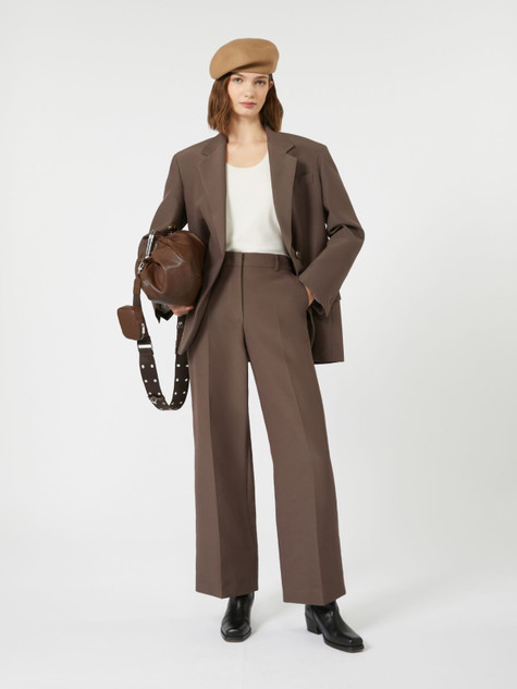 Max Mara Weekend - Pantalone palazzo Ballo in cotone tecnico cioccolato