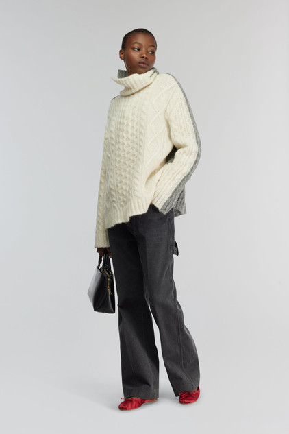 Semicouture - Maglia dolcevita in misto alpaca con dettaglio mix punti