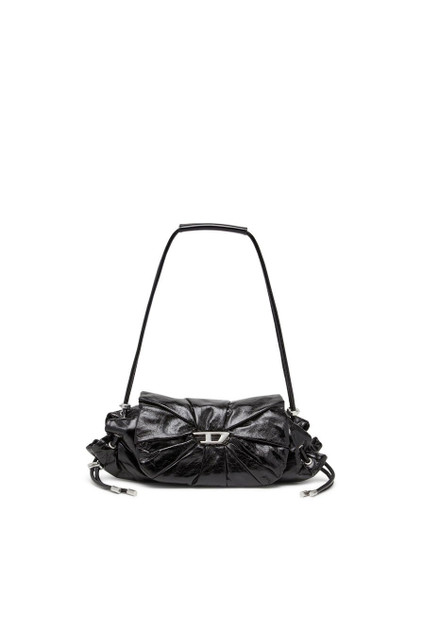 Diesel - Scrunch-D S-Borsa a spalla in pelle arricciata nera