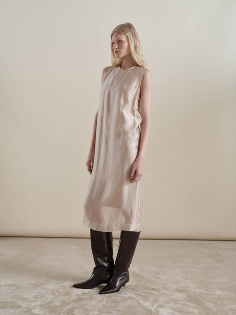 8PM - Abito Letitia midi in organza di viscosa mastice