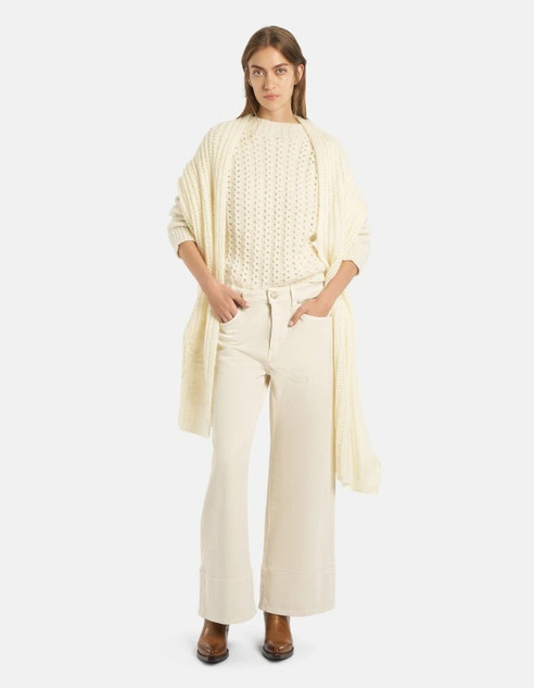 Dondup - Maglia collo cratere regular in alpaca e lana fantasia panna