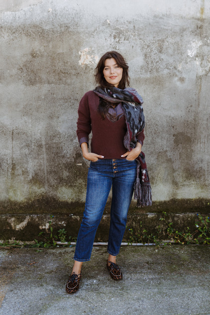 Amaranto - Sciarpa a fantasia all-over grigia bordeaux