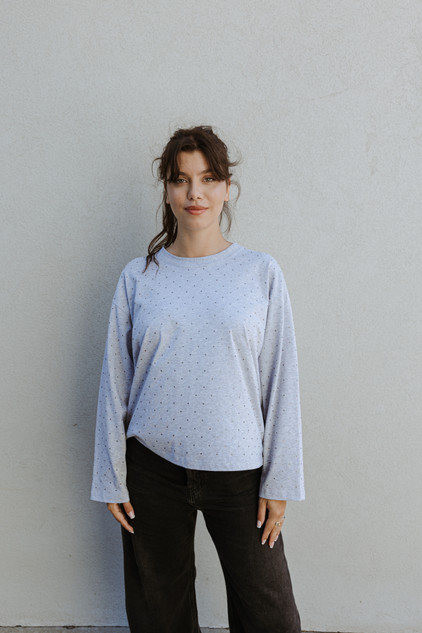 8PM - T shirt Raina a manica lunga grigia