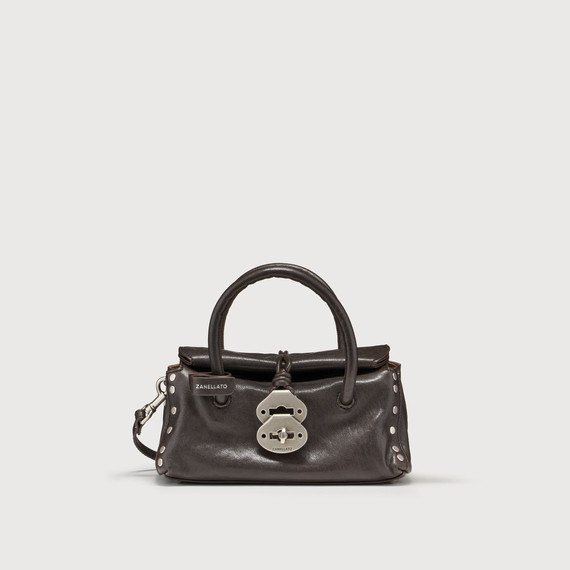 Zanellato - Borsa Dotta Baby in pelle liscia Brown Carbone