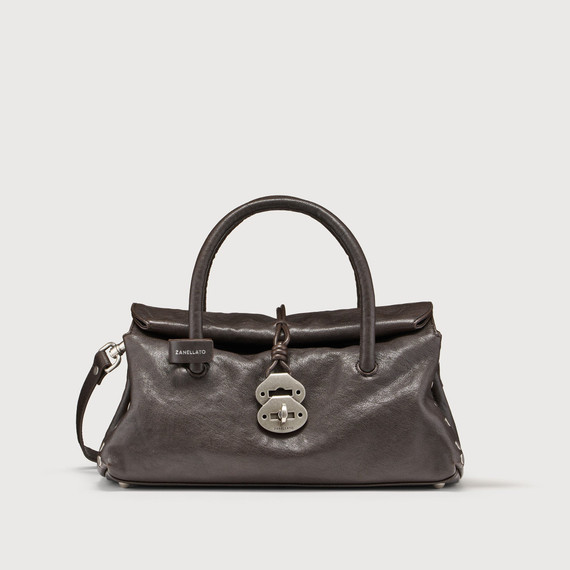 Zanellato - Borsa Dotta small in pelle liscia Brown Carbone