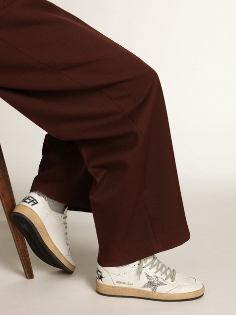 Golden Goose - Ball Star donna in nappa con stella bianca e talloncino glitter