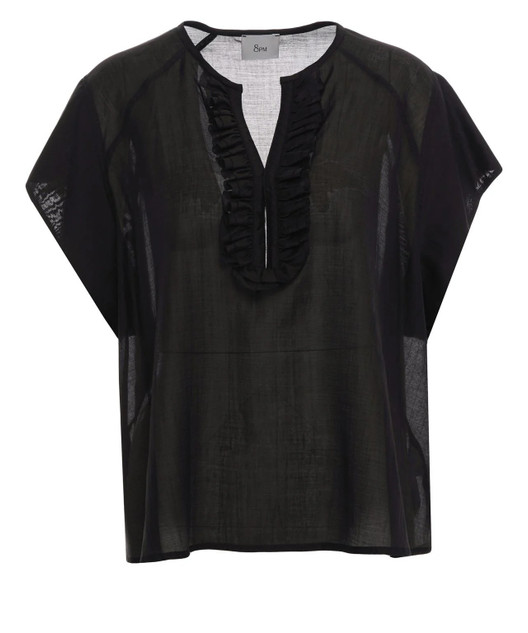 8PM - Blusa Birmingham in mussola di viscosa nera