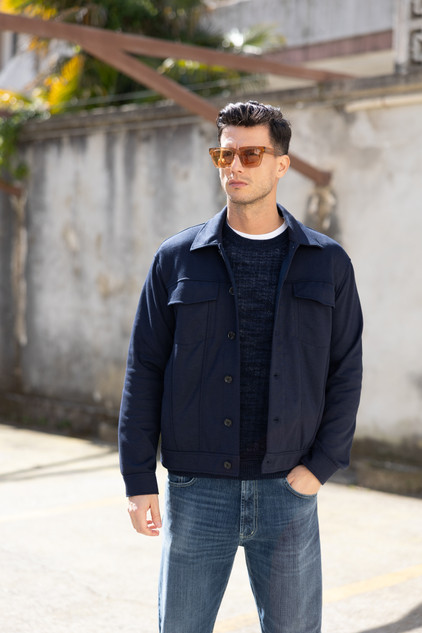 Dondup - Trucker slim in cotone double blu notte