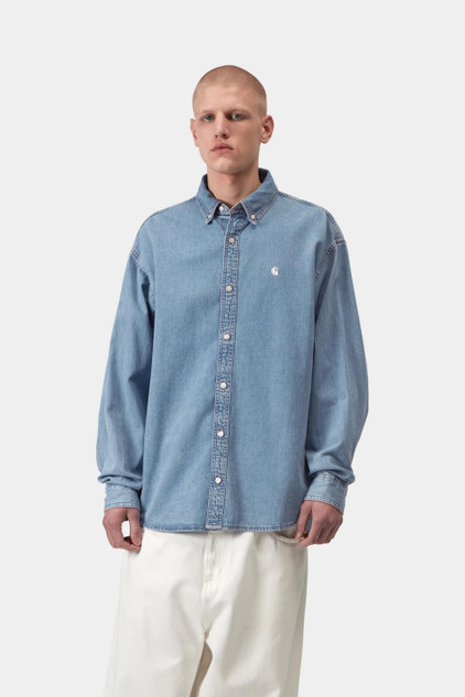 Carhartt - Camicia L/S Lucas Shirt Blue Bleached