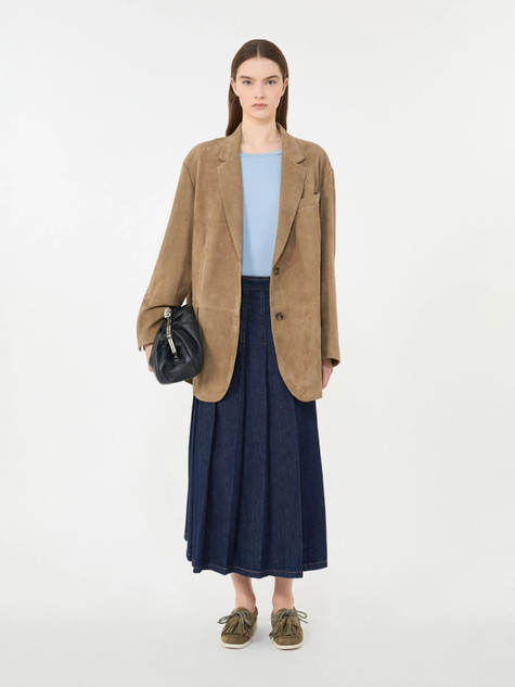 Max Mara Weekend - Blazer Cedro monopetto in suede fango