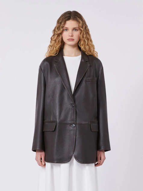 Max Mara Weekend - Blazer over in pelle marrone