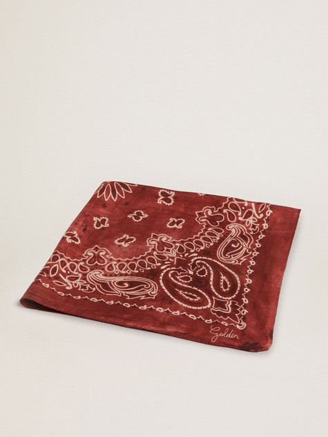 Golden Goose - Foulard collezione Golden di colore bordeaux con motivo paisley