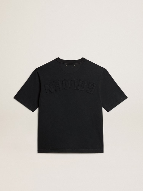Golden Goose - T-shirt di colore nero lavato con logo reverse sul retro - Jersey Capsule