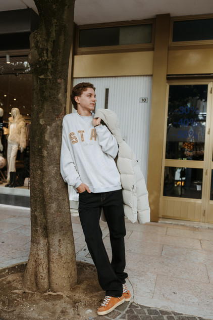 Golden Goose - Felpa unisex Star in cotone grigio mélange con ricamo 'Star'