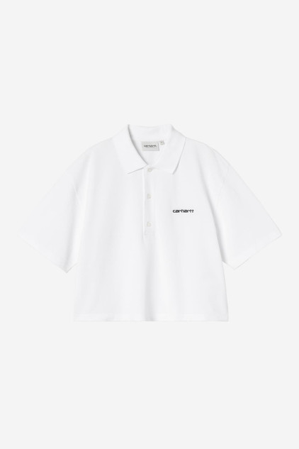 Carhartt - W' S/S Carhartt script polo t-shirt white / black