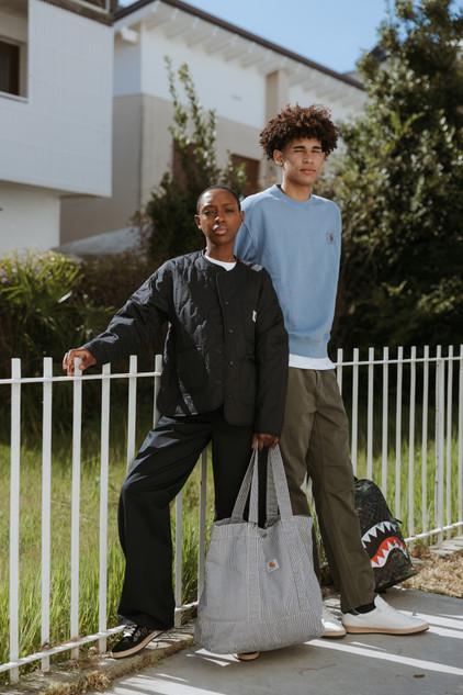 Carhartt - Borsa Mercer Tote Bag a righe Graphite / Wax