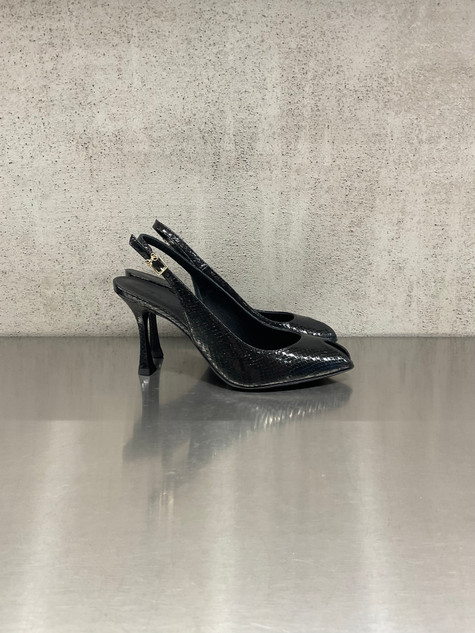 Sergio Levantesi - Slingback Olivia in pelle effetto pitone nera