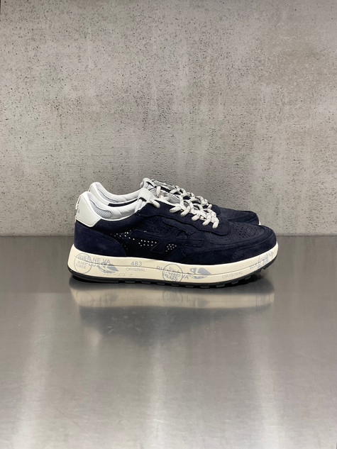 Premiata - Sneakers Nous in pelle e tessuto tecnico blu