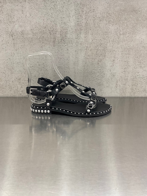 ASH - Sandalo Flat Podium in pelle nera