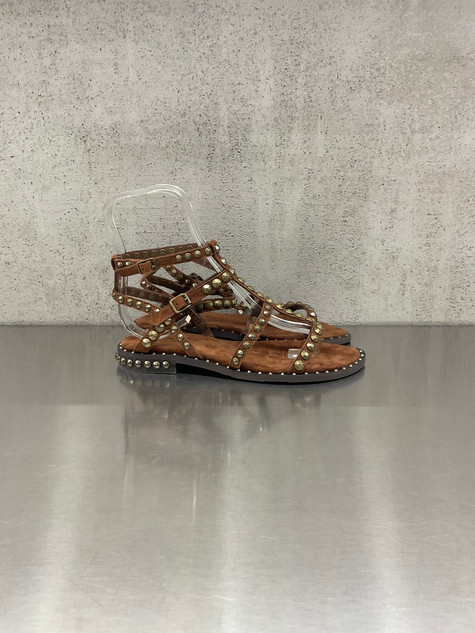 ASH - Sandalo Gladiator Precious in pelle scamosciata Tajane/Brass