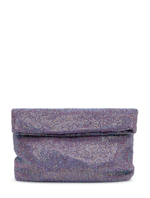 Twenty Fourhaitch - Mini pochette in maglia strass ametista con chiusura a calamita