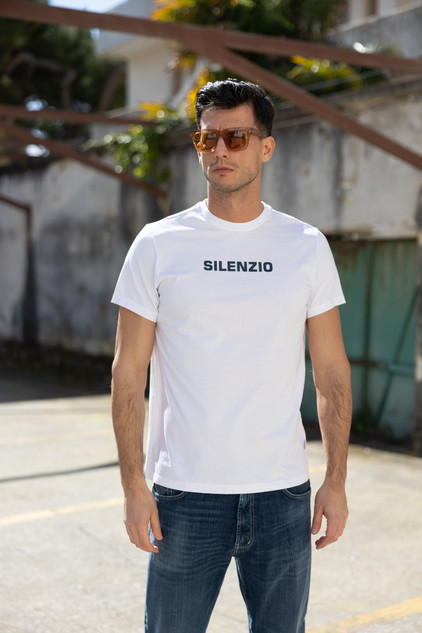 Aspesi - T-shirt uomo in jersey di cotone con stampa -Silenzio-