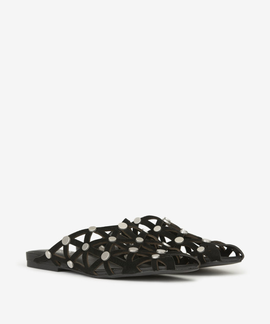 Ash - Sabot  open toe Bone in pelle nera con borchie