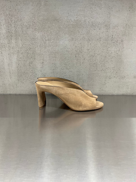 Roberto Del Carlo - Sandalo mules con tacco in camoscio grano