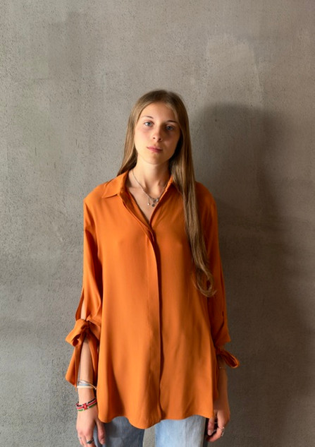 Semicouture - Blusa Brittani in crepe de chine arancio