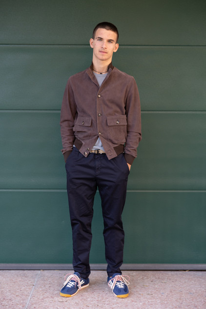 Stewart - Giacca New Orleans in pelle scamosciata marrone caffè