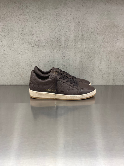 Golden Goose - Ball Star uomo in pelle marrone con stella in pelle ton sur ton