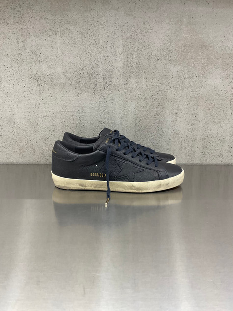 Golden Goose - Super-Star uomo in pelle blu con stella in pelle ton sur ton