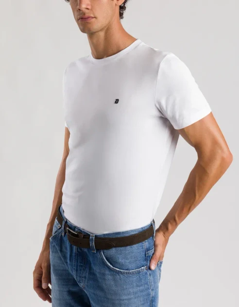 Dondup - T-shirt girocollo regular in jersey di cotone colore bianco